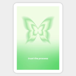 Green Gradient Trust the Process Butterfly Aura Sticker